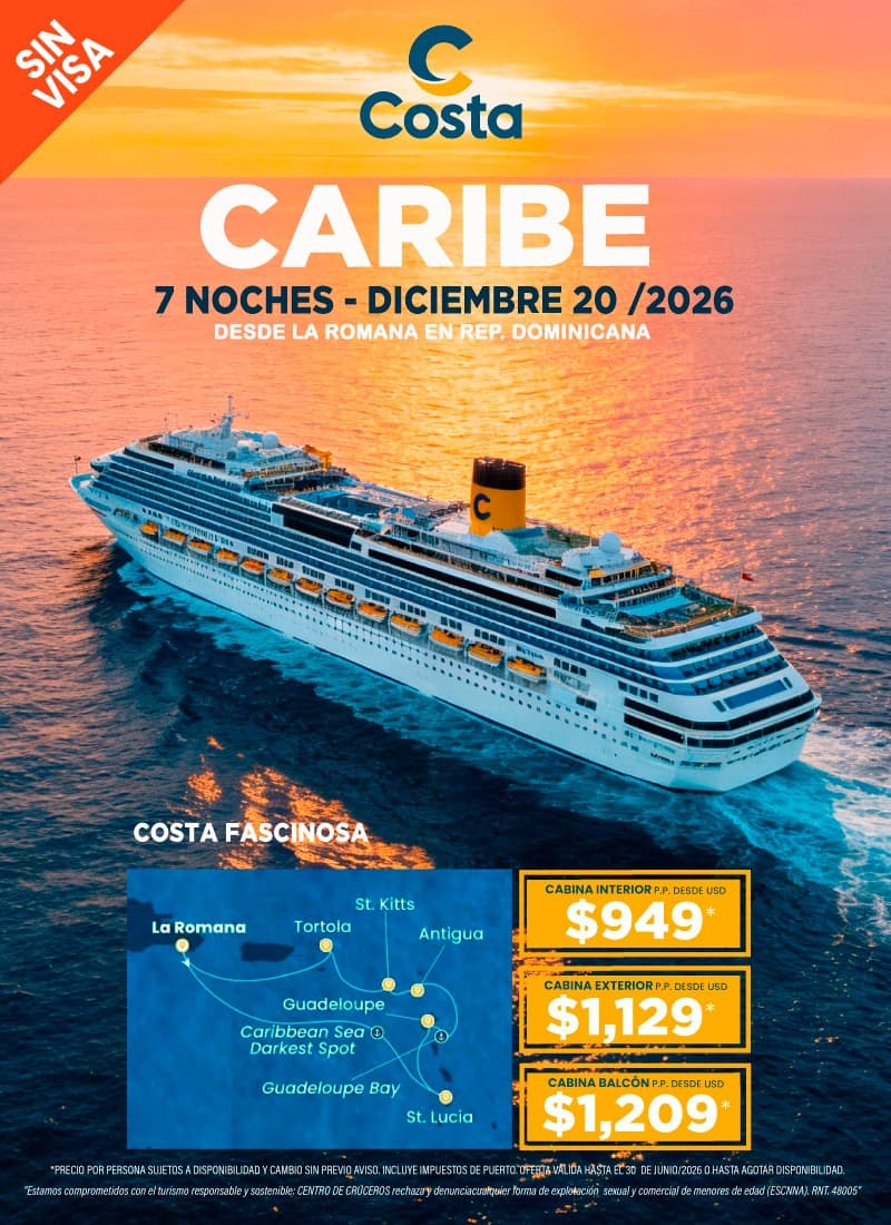 Crucero Caribe SIN VISA