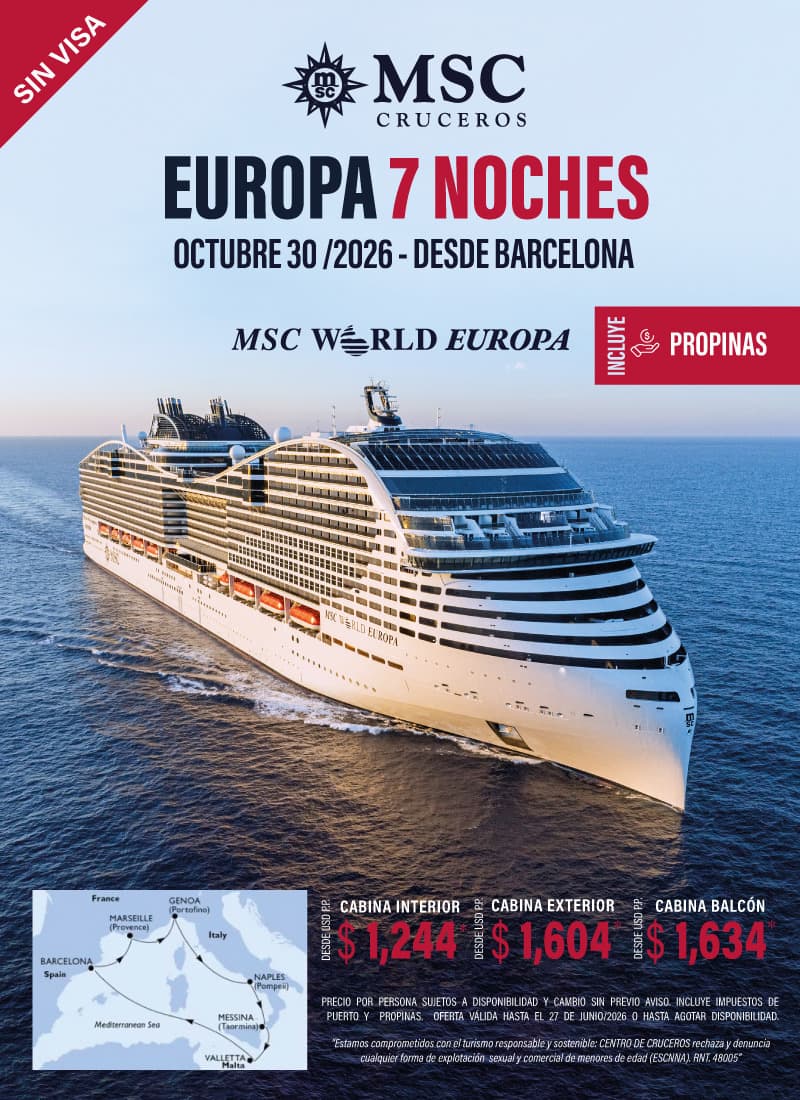 Crucero MSC - Salida de Barcelona 30 OCT-2026